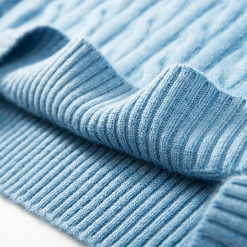 Class A 100% Pure Cashmere Sweater Men's Round Neck Pullover Casual Twisted Flower Knit Bottom Sweater Thick In Autumn Winter 3