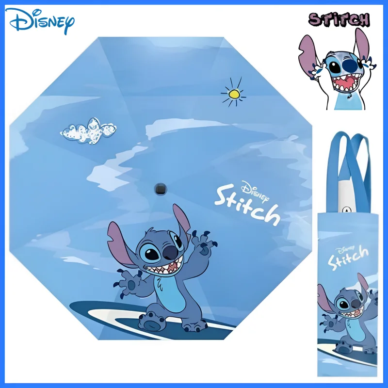 

Disney Stitch Automatic Umbrella Rain Shine Cartoon Lilo & Stitch Umbrella Uv Protection 5 Folding Portable Sunshade Gift