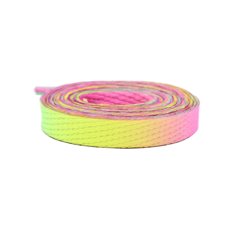 Weiou New Adorable Rainbow 4 Colors Shoelaces 0.8 Cm Flat Attractive Women's Shoe Laces For  Canvas Fabric Sneakers Hat Ropes