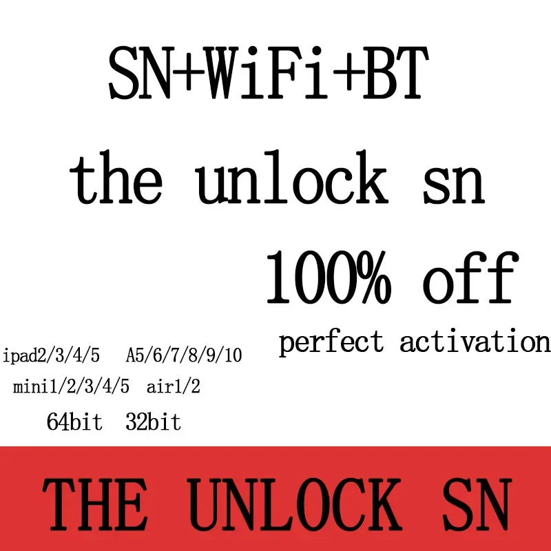 

SN Serial Number for IPad Mini 2 3 4 IPadAir 1 2 Ipad 6 7 Pro Pro2 SN Serial Number WiFi BT Address for IPad Icloud Unlock
