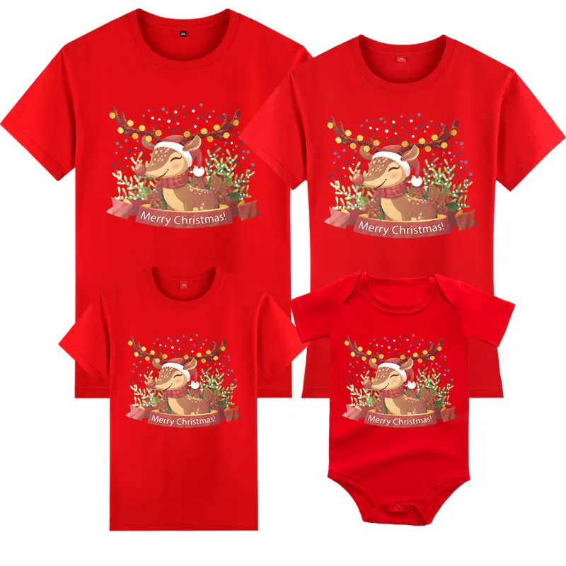 Ropa divertida de Navidad a juego para toda la familia, camiseta con estampado de Papá Noel para adultos y niños, mameluco para bebé, ropa para madre, padre, hija e hijo