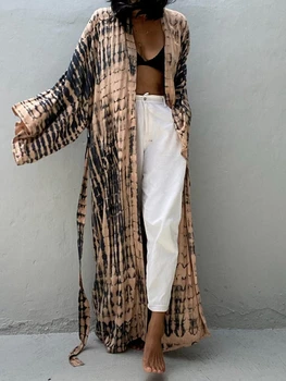Women's Summer Kaftan Robe Cardigan Ethnic Style Printed Kimono Beach Vacation Casual Loose Large Size Cardigan Bikini Swimsuit 1
