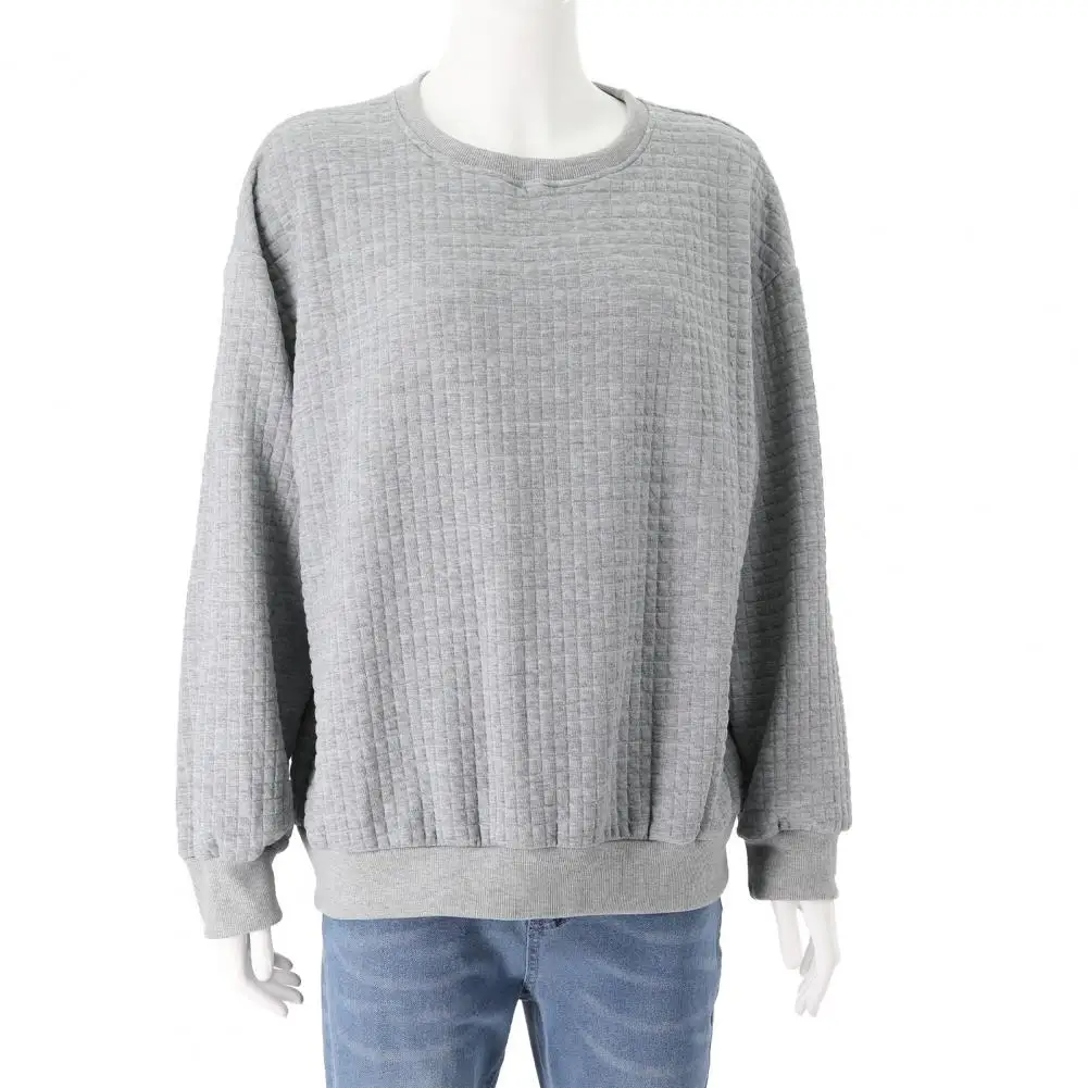 

Regular Fit Women Sweater Fashionable Women's Solid Color Waffle Pattern Sweatshirt Stylish Autumn/winter for Casual for Women