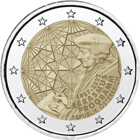 Austria 2022 Moneta Commemorativa Programma Internazionale 35 ° Anniversario 2 Euro Unc Nuovo Di Zecca