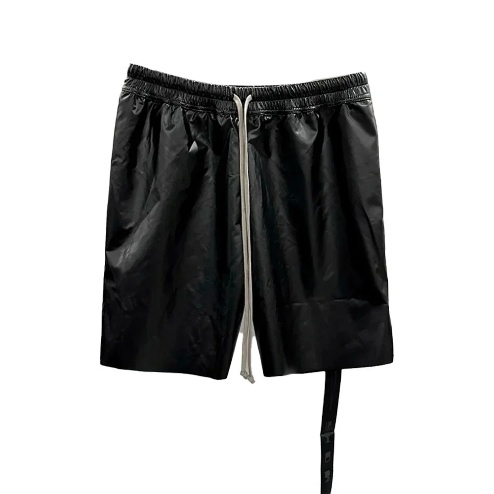 Designer Rick Pants 24ss New Summer Owens Shorts For Men PU Leather Short Pants Drawstring Straight Casual RO Short Pants 5
