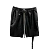 Designer Rick Pants 24ss New Summer Owens Shorts For Men PU Leather Short Pants Drawstring Straight Casual RO Short Pants 5