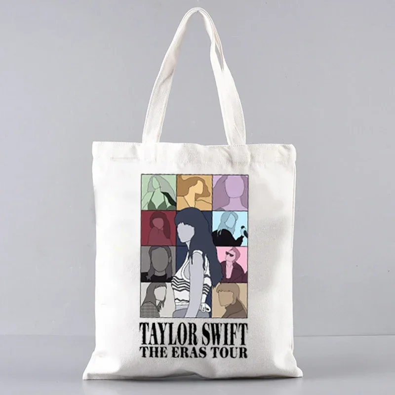 Fans Tote Bag Taylor Music Midnight Swift Album Aesthetic Women Shopper Organizer Eco Canvas Foldable Reusable Shopping Bag