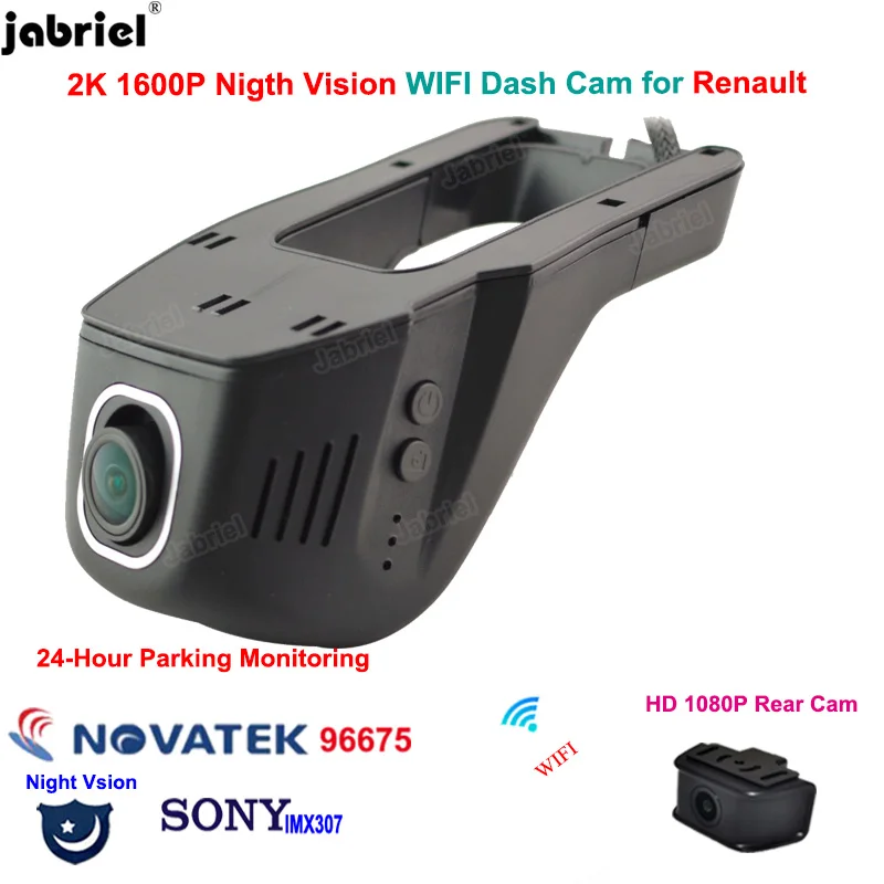 2K Wifi Dash Cam Car Dvr Camera 1600P Registratore Di Guida Per Renault Megane Clio Duster Arkana Kangoo Twingo Koleos Captur Kadjar