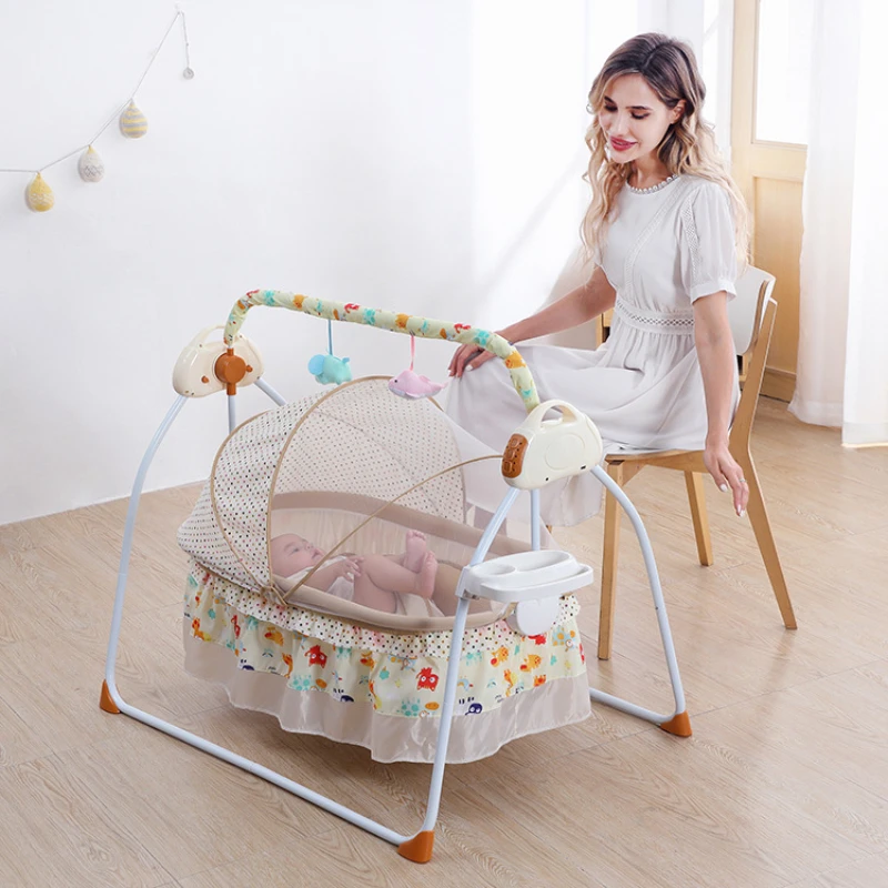 

Baby Electric Rocking Bed Cradle Rocking Chair Intelligent Music Lying Flat Folding and Soothing Sleep