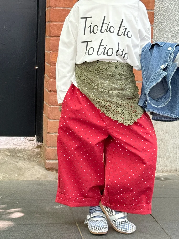 2025 Autumn New Children Loose Trousers Cotton Girls Polka Dot Casual Pants Boys Harem Pants Kids Straight Pants Baby Clothes 3 2025 Autumn New Children Loose Trousers Cotton Girls Polka Dot Casual Pants Boys Harem Pants Kids Straight Pants Baby Clothes - Image 3
