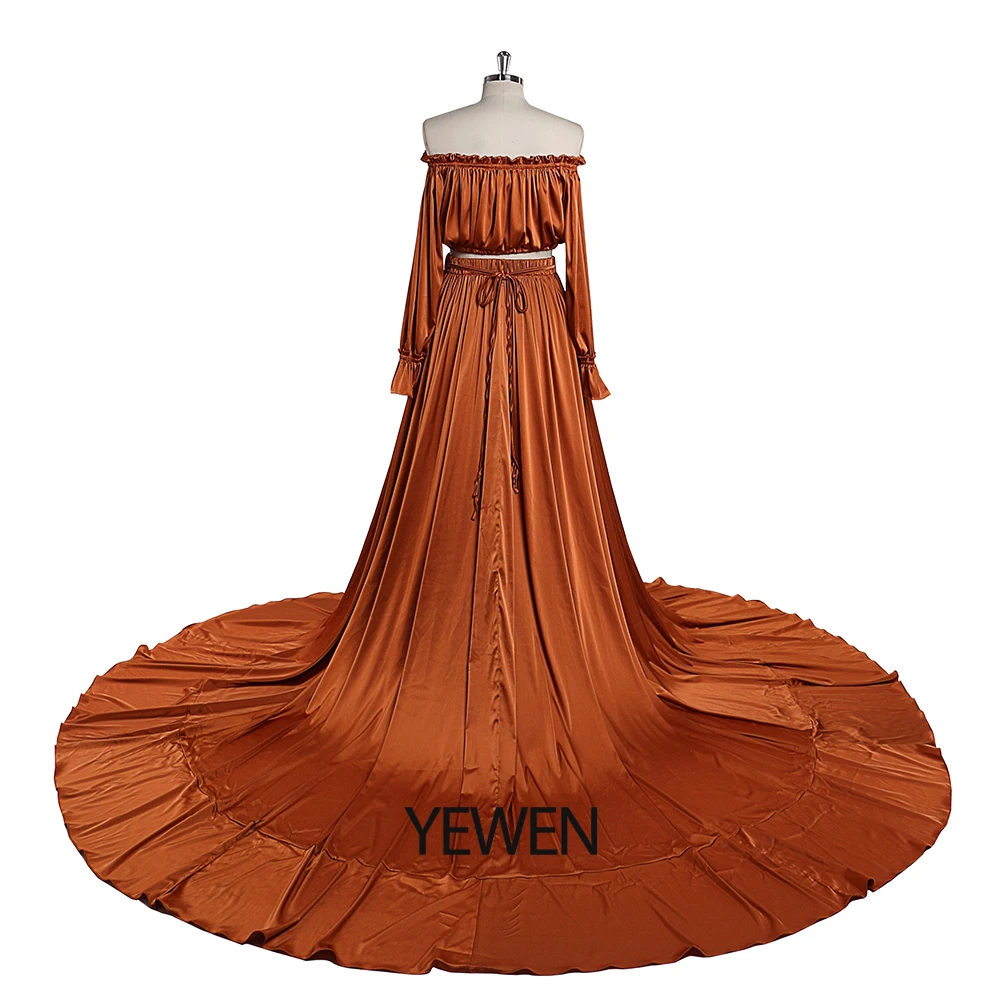 فستان حمل بوهيمي من الساتان بكتف مكشوف للتصوير الف...