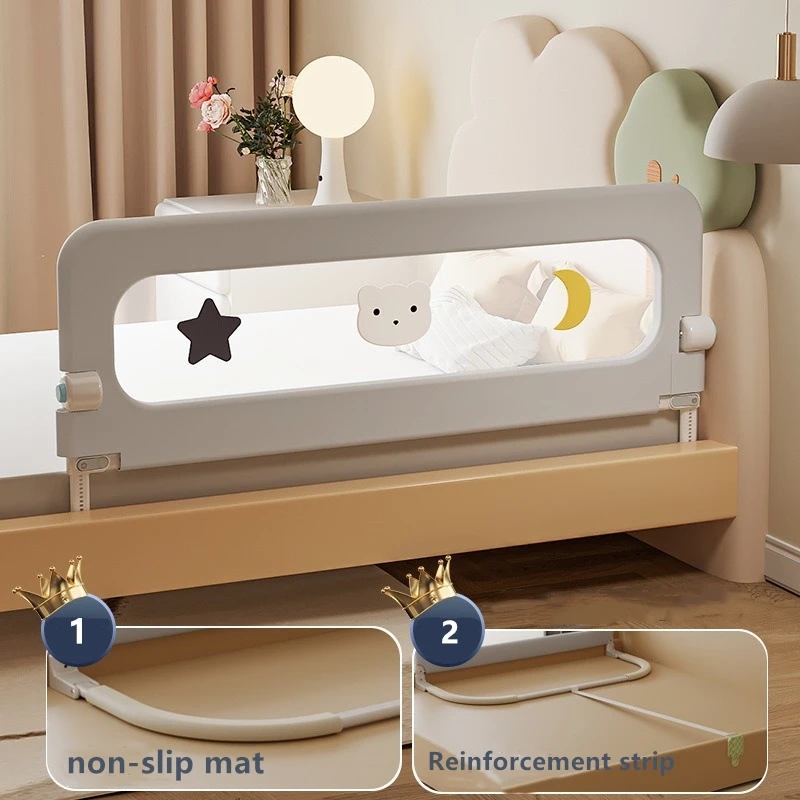 1Pcs Children Bed Barrier Fence Safety Guardrail Sleeping Prevent Falling Railings Anti-Fall Baby Crib U-Shaped Base Fully Fold