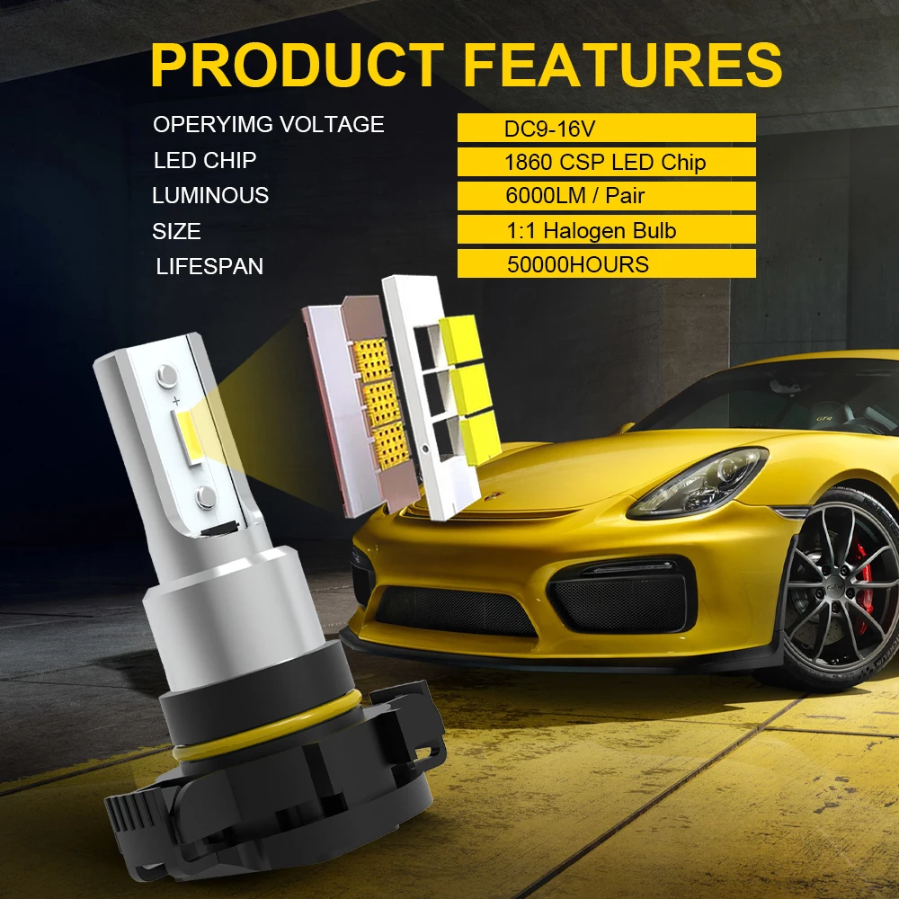 BMTxms 2PCS 2504 PSX24W LED 자동차 안개등 전구 DRL 램프 쉐보레 캡티바 지프 랭글러 JK JL 패트리어트 컴패스 스바루 XV용