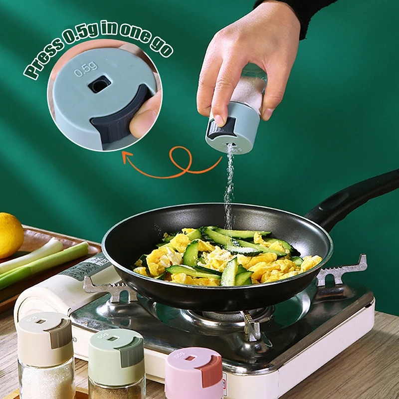 Seasoning jar powder sugar shaker 1pc measuring bottle 0.5g press type salt control pepper paprika cumin dispenser
