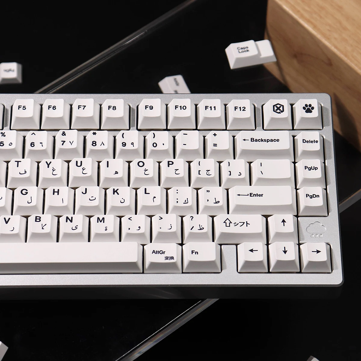 أغطية مفاتيح عربية بيضاء بسيطة 142 مفتاحًا PBT Dye...