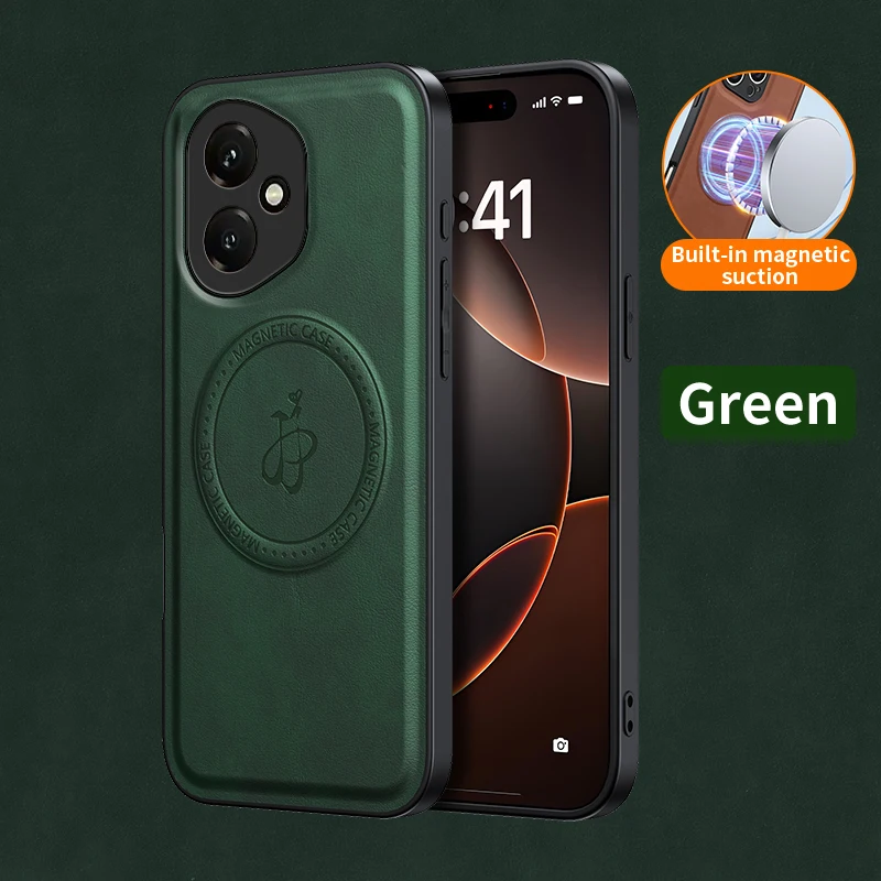 PU Leather Wireless Charging Magnetic Case for Hon...