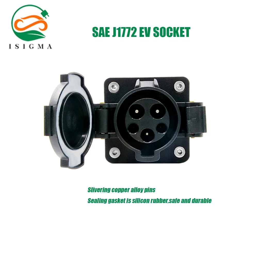 

ISIGMA EV Charger Socket 32A 7.2KW 40A 9.2KW Type 1 SAE J1772 Socket Outlet Male Fixing Electric Vehicle Charging