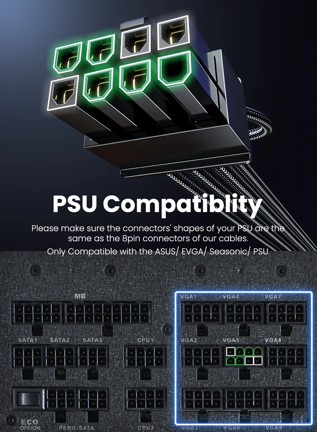 pcie connecteur pour rtx compatible pour asus evga psu entièrement