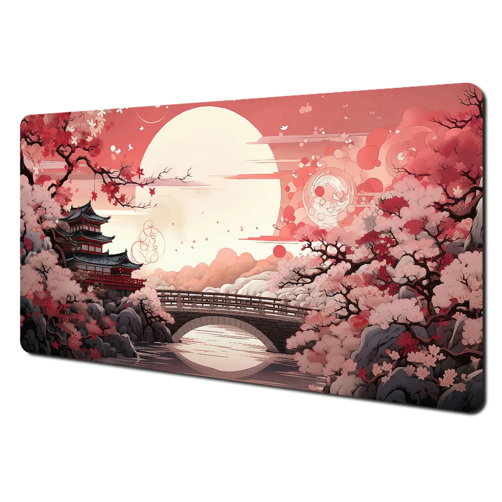 Cute Pink Kawaii Non-Slip Gaming Desk Mat with Durable Stitched Edges for Office and Gaming Use