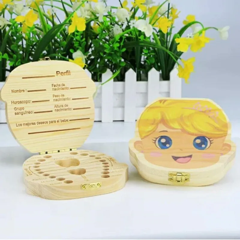 

Baby Tooth Box English Baby Wood Tooth Box Organizer Milk Teeth Umbilica Save Gifts tooth box milk teeth baby memories box