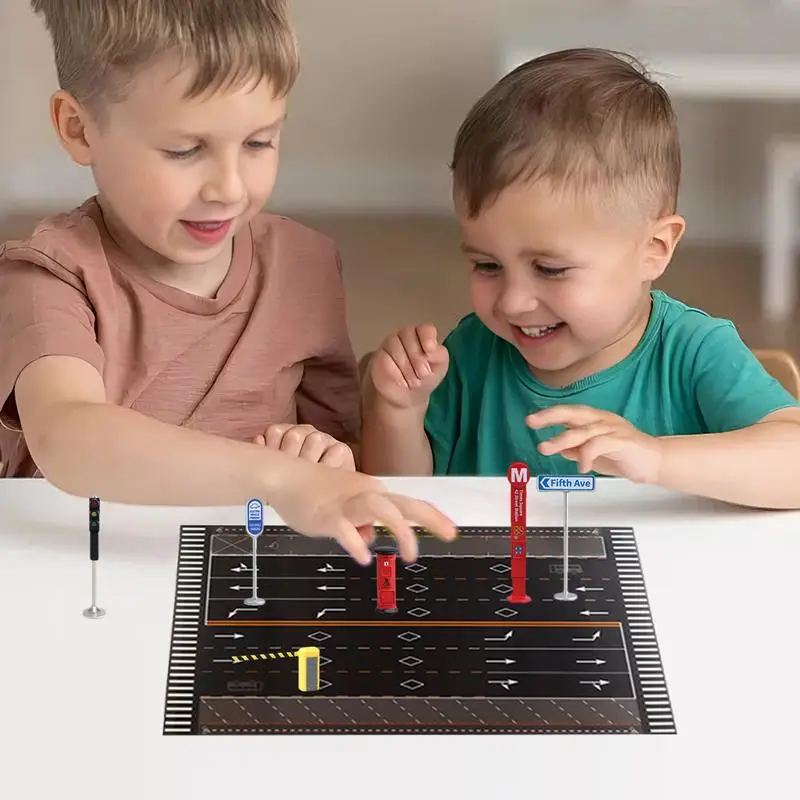 Road Signs Toy Street Road Signs Toy Traffic Urban Transportation Model Toys Mini Traffic Educational Playset With