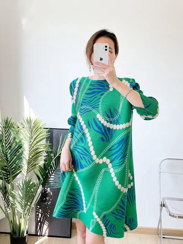 

Новая модная юбка в складку для ранней весны, яркое желтое платье с принтом для женщин