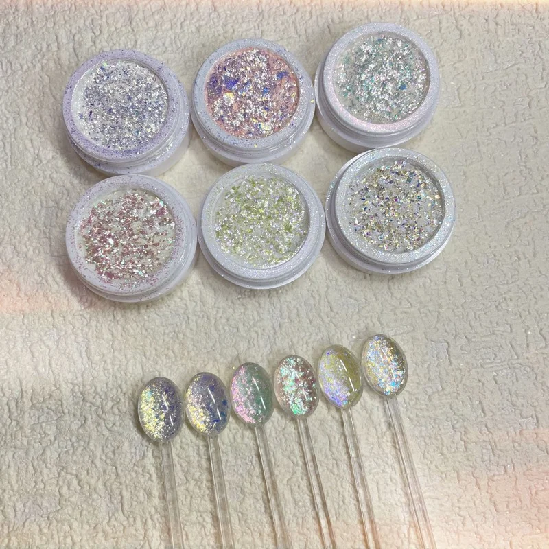 1Pc Nail Art Glitter Ultra-Thin Chameleon Irregular Opal Powder 3D Iridescent Aurora Shimmer Foil Flakes For Polish Nail Glitter