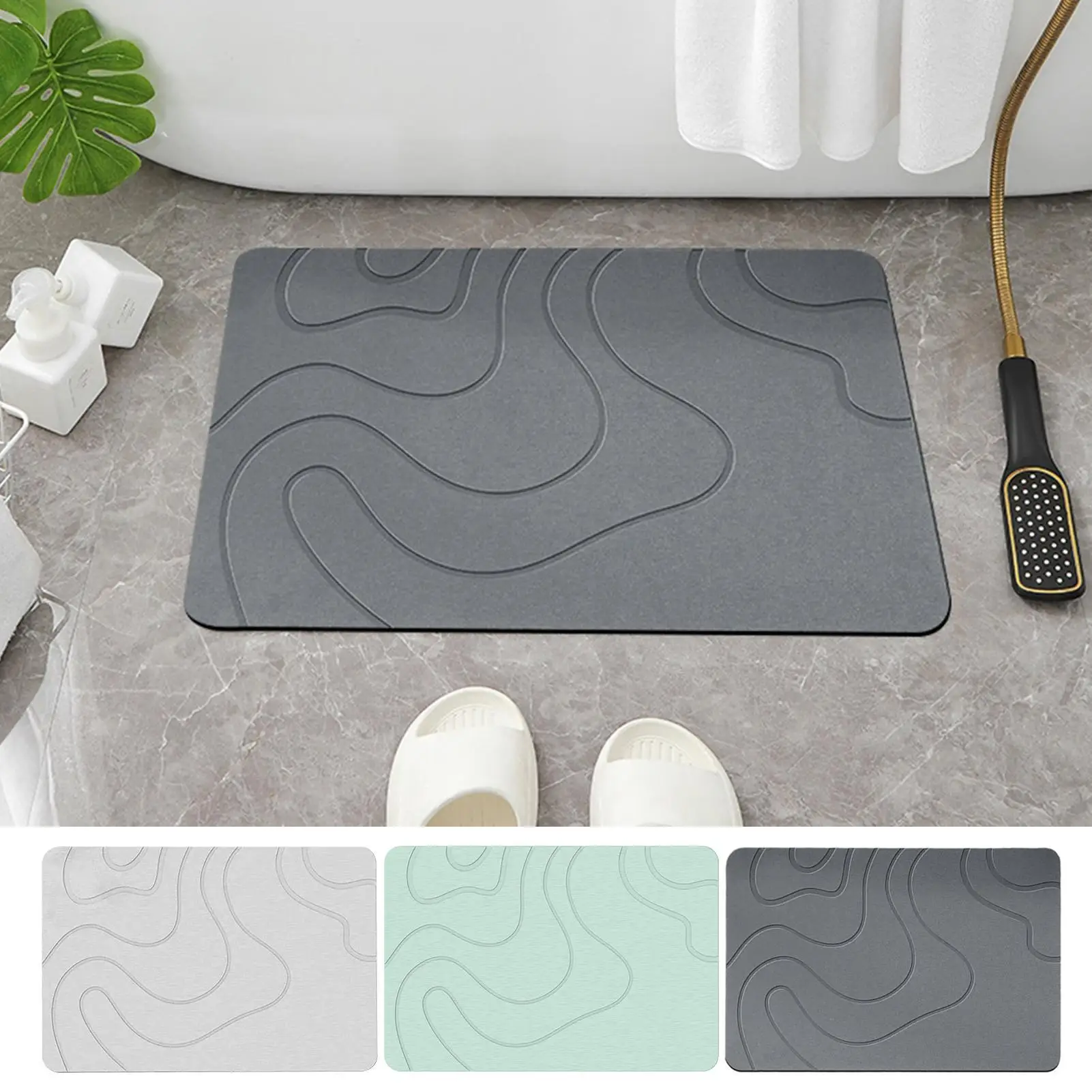 Diatomaceous mud soft mat bathroom absorbent anti-slip floor mat toilet door anti-slip household Entryway quick-drying Rug