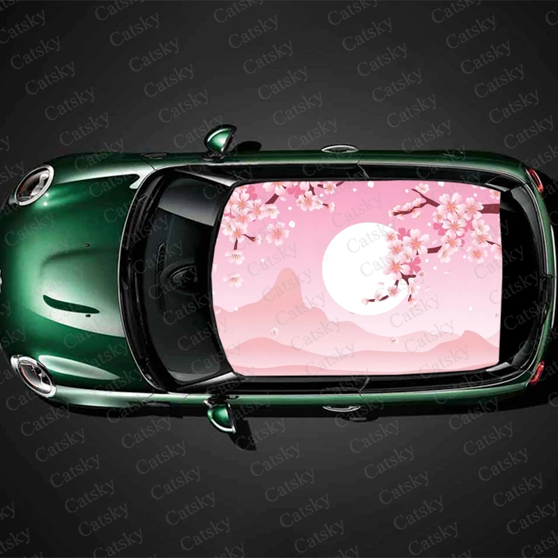 

Автомобильные наклейки с розовыми цветами вишни, наклейки на крышу, декоративные наклейки на крышу автомобиля, картина, модифицированный капот, фотообои