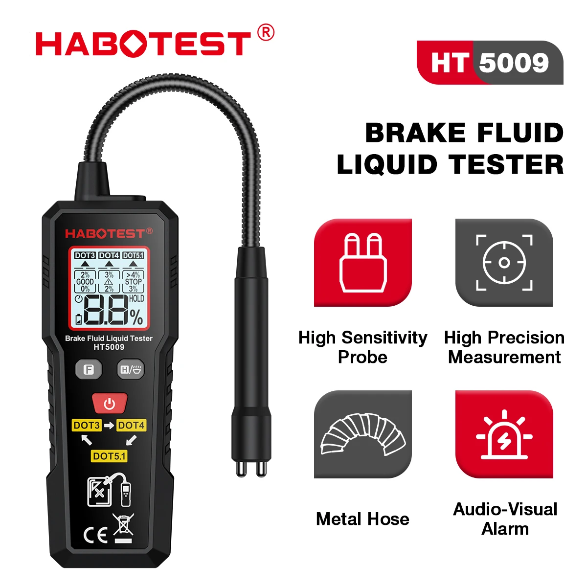 HABOTEST HT5009 Brake Fluid Liquid Tester Brake Oil Detecting Pen high-precision Automobile Fluid Content Detector