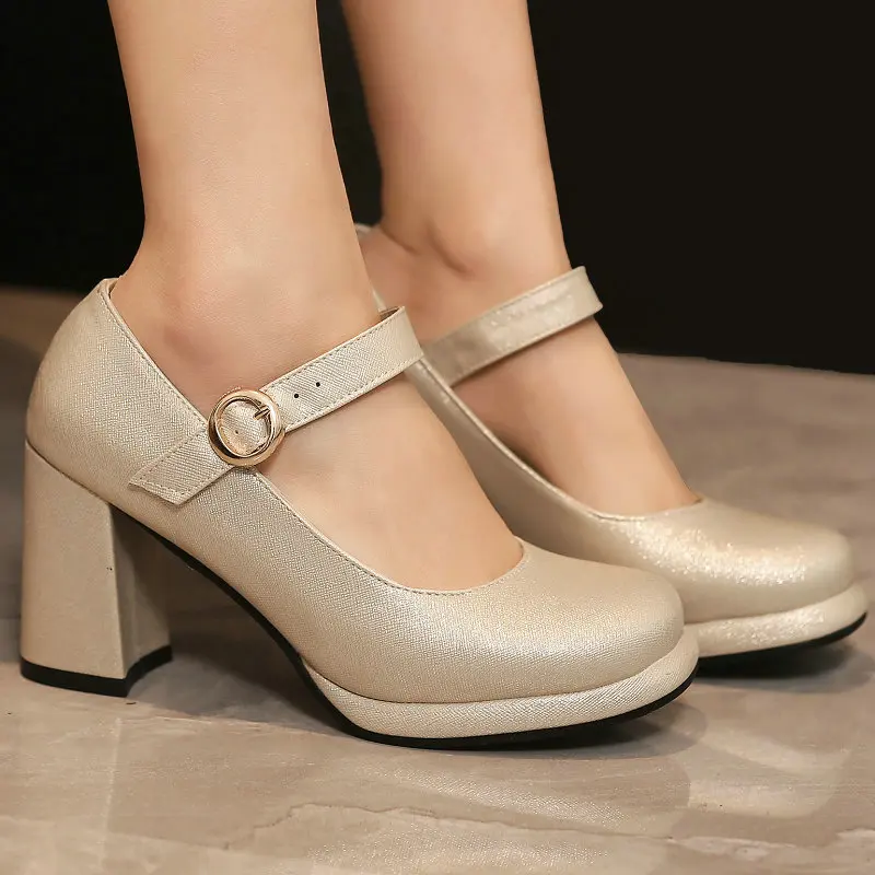 

Туфли-лодочки женские с закрытым круглым носком, блестящие, золотистые, розовые, Свадебная обувь для невесты, Размеры 33, весна-осень