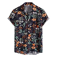 Floral African Shirt Men 2021 Summer Short Sleeve Cotton-linen Beach Wear Casual Button Vacation Flower Clothing Chemise Homme - Image 3