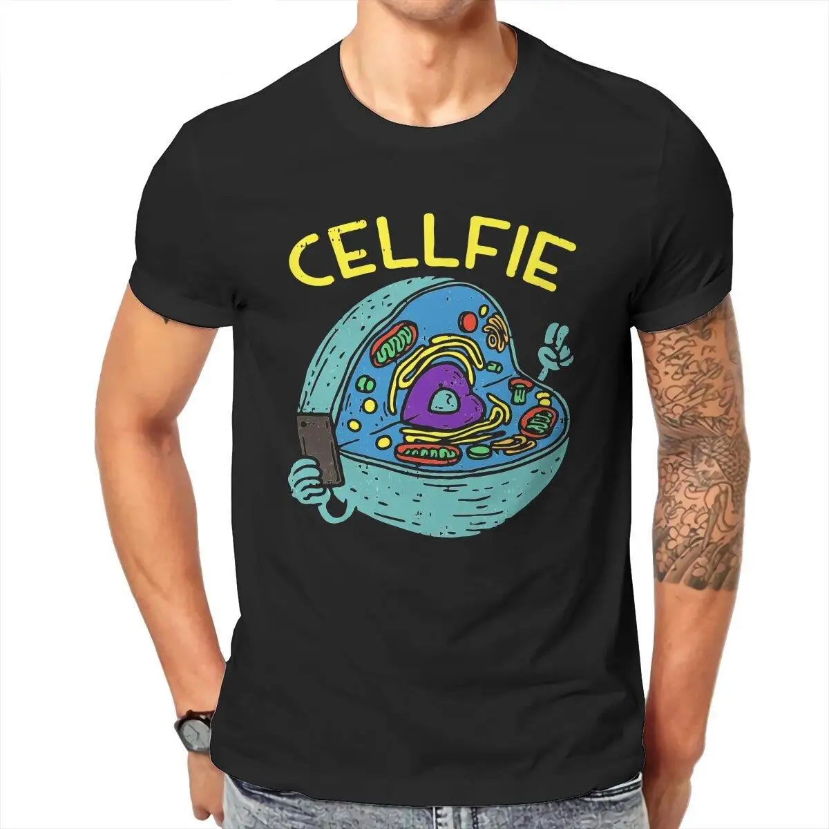 

Cell fie Biology Teacher T-Shirt for Men Chemistry Science Humor 100% Cotton Tee Shirt T Shirt Birthday Present Clothes