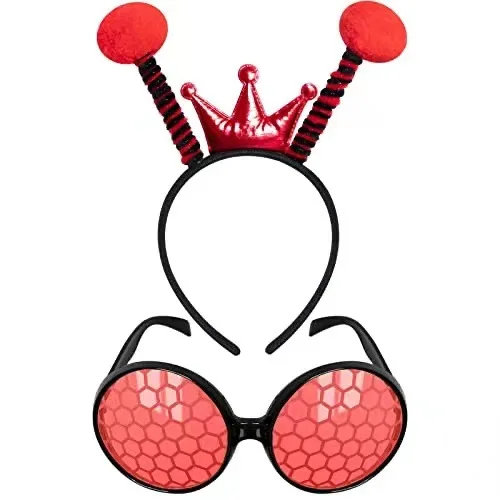 1PCS Cartoon Kids Girl Hairband Glasses Ladybug Bee Ants Party Cosplay Hair Accessories Bow Crown Headwear