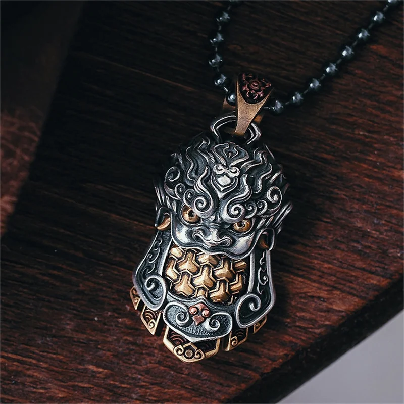 Retro Schild Rüstung Anhänger Halskette Für Männer Schmuck Mighty Persönlichkeit Amulett Halskette Für Freund Geschenk Hals Zubehör – Detail 8