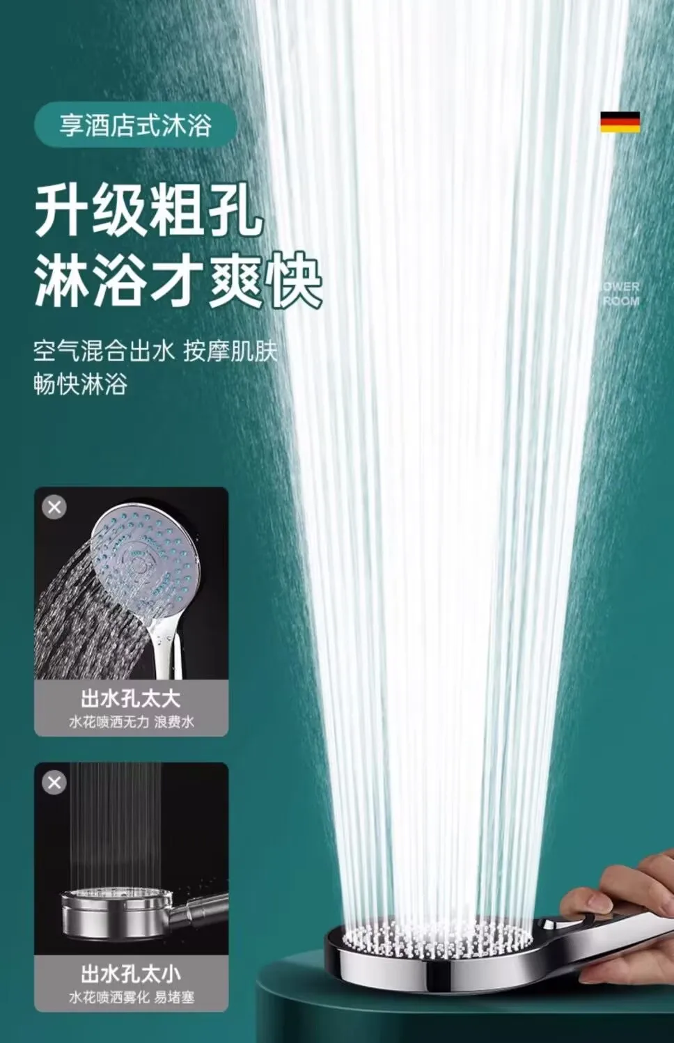 New High Pressure Big 130mm Shower Head Black 3 Modes Water Saving Spray Nozzle Massage Rainfall Shower Bathroom Accessories 3
