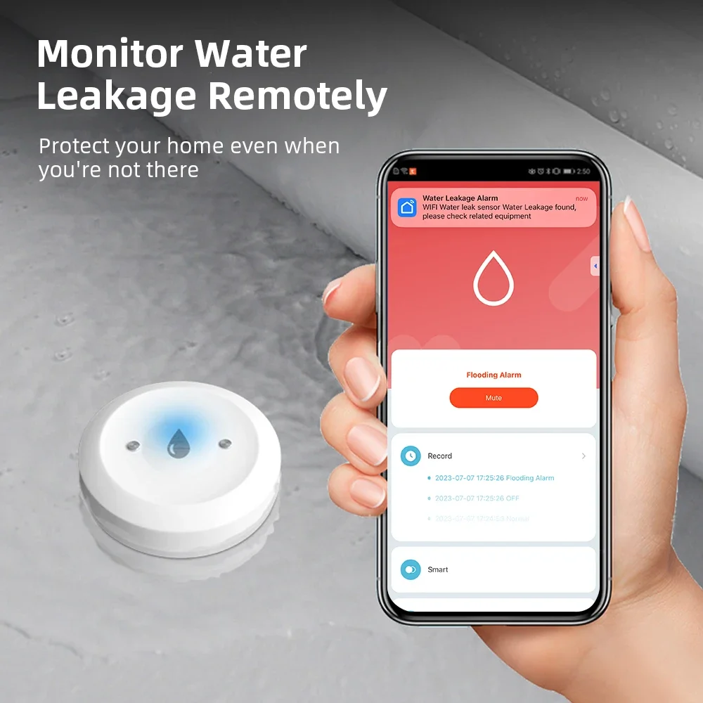 1PC Smart Home Tuya ZigBee 3.0 Water Sensor Leak Detector Flood Water Leakage Security Alarm Smart Control for Kitchen/Bathroom