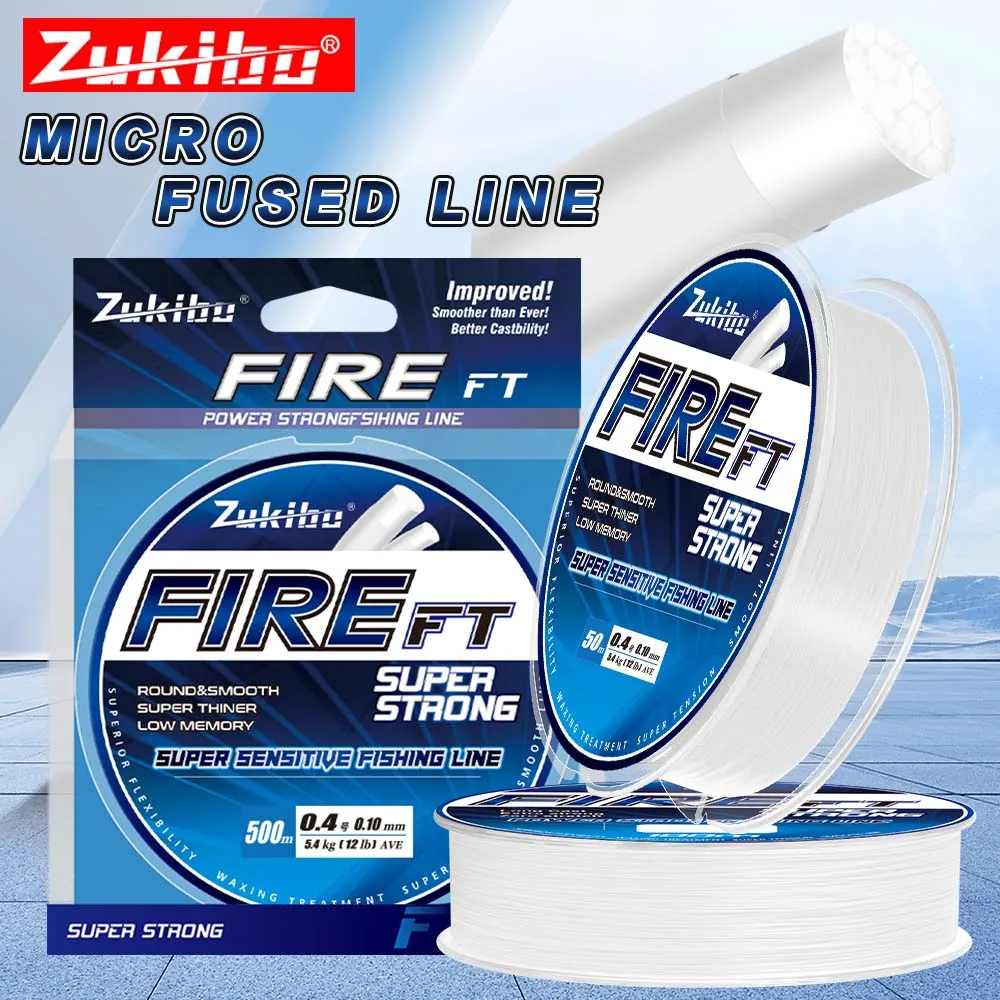 Ligne braid fusionnée ZUKIBO FIRE FT Micro - Simple brin 100m-500m - Lisse, fine, haute résistance abrasion glace