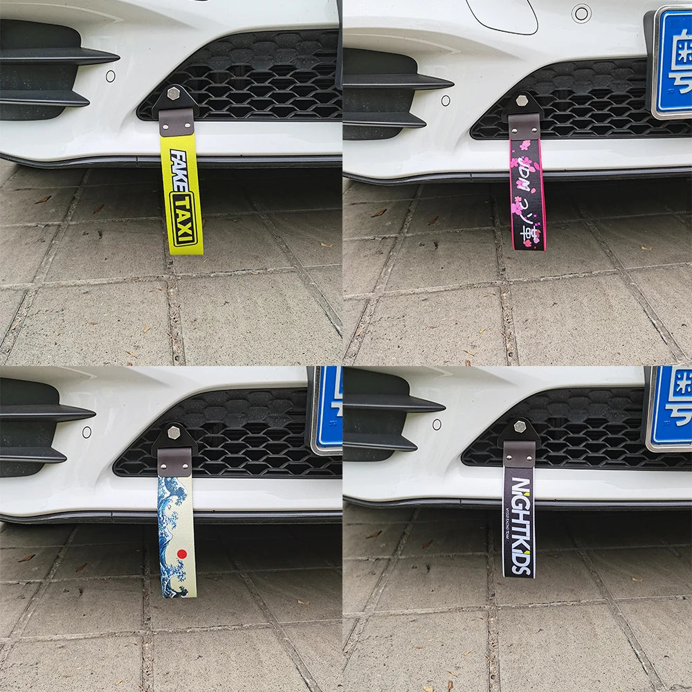 JDM Culture Car Color Pendant Tow Strap Belt Tow Rope Ribbon Auto Accessories Trailer Rope Bumper Towing Strap For Fake Taxi HKS