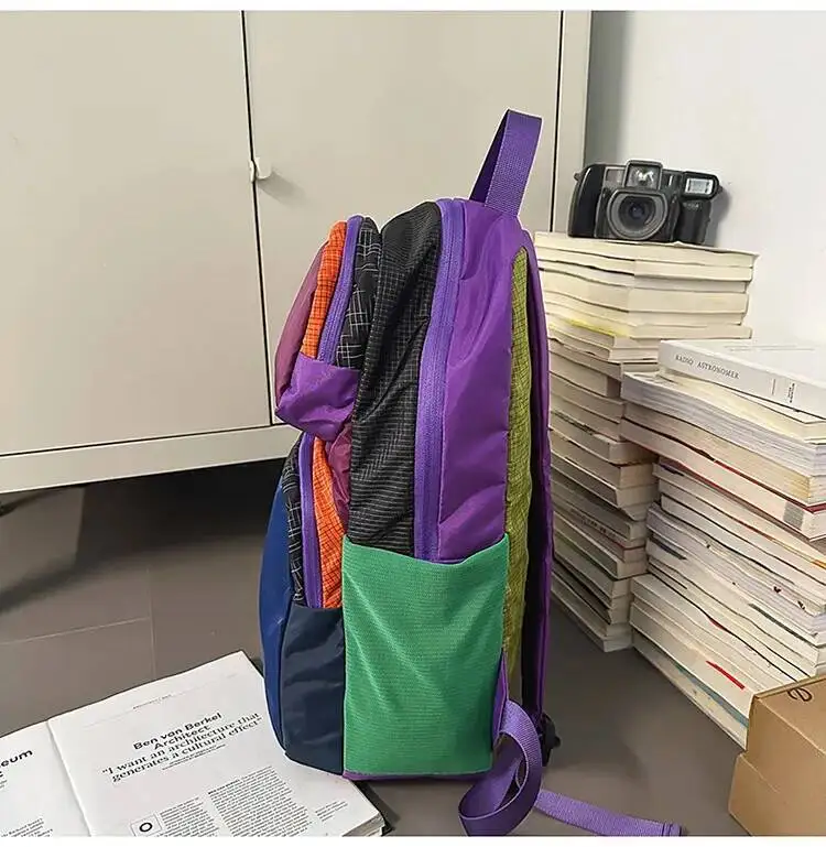 2025 Neuer Outdoor-Reiserucksack, modisch, umweltfreundlich, Patchwork, farbblockierend, vielseitig, ultraleicht, Dopamin-Umhängetaschen – Detail 17