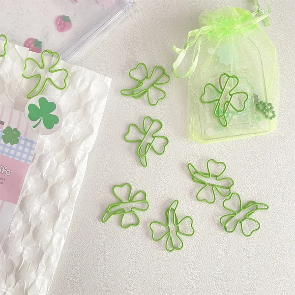 Paper Clip Steve Cute Green Clover Paperclip Note Photo Clip 10pcs