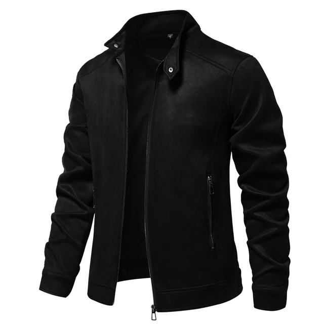 AIOPESON New Men's Stand Collar Zip Suede Jacket Fashion