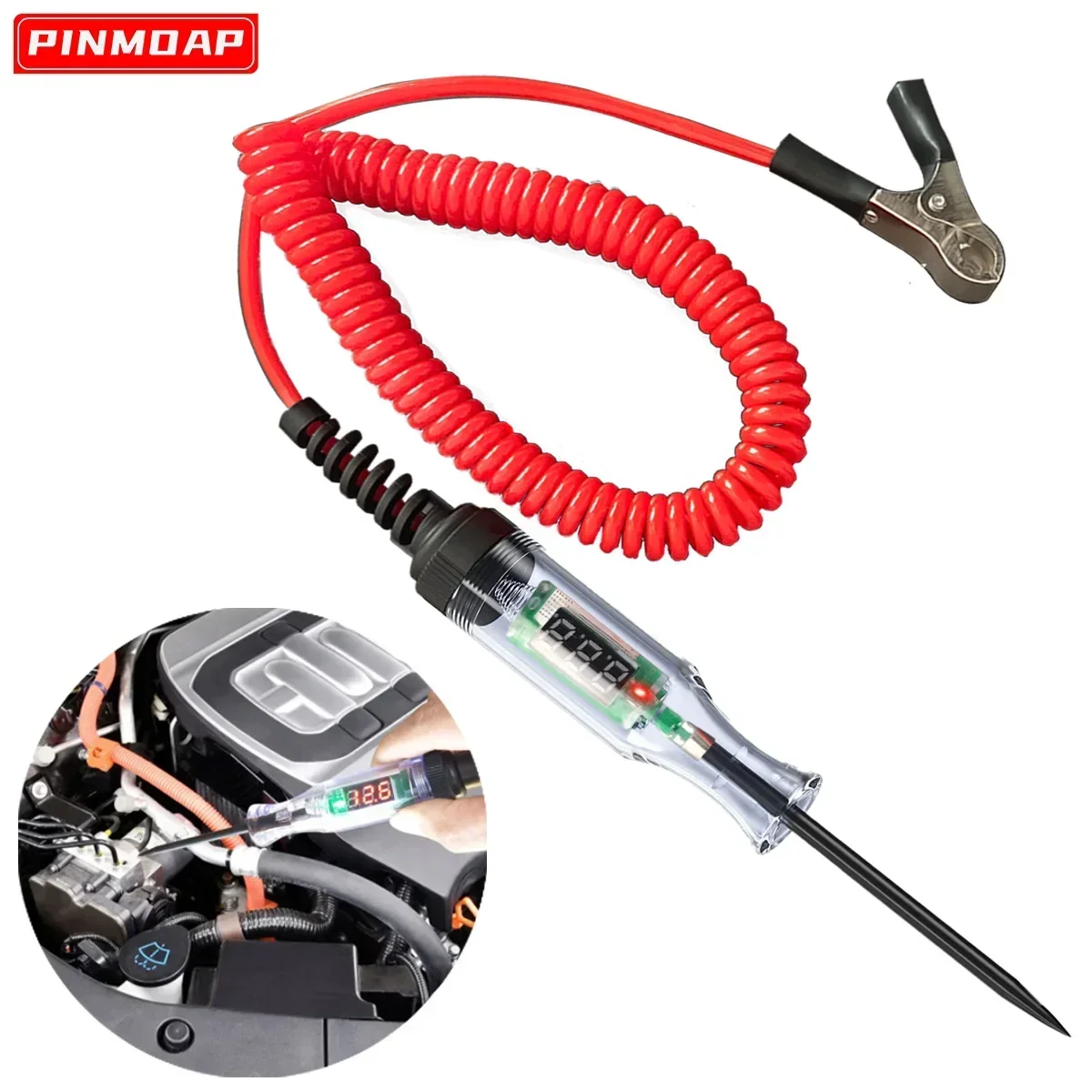 Tester Del Circuito Di Tensione Per Auto Camion Digital Led Long Probe Pen Bulb Strumenti Diagnostici Dell'Automobile Riparazione Automatica 6V 12V 24