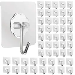 Versatile Waterproof and Oilproof Self-Adhesive Wall Hooks for Indoor and Outdoor Use (50PCS)