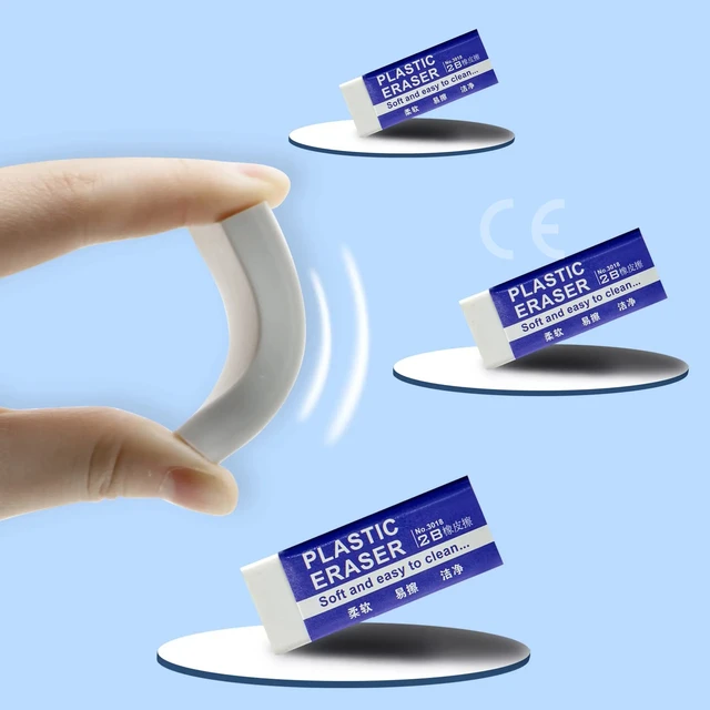 Soft 2B Eraser White Made in China, PVC Plastic Rubber Pencil Eraser Students Drawing Tool, Sketches Paintings Fine Arts Eraser 2