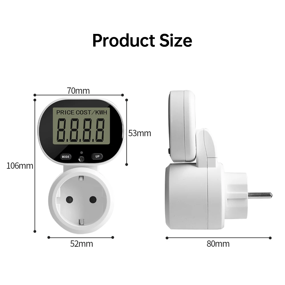 High Precision Household Power Monitoring Instrument with EU Plug, 230V 16A