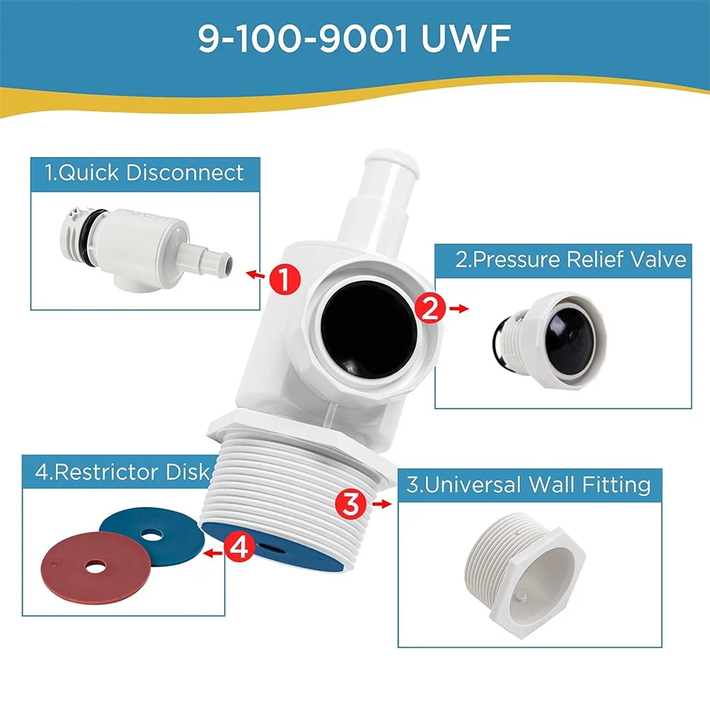 9-100-9001 UWF Wall Fitting Connector Assembly Universal Wall Fitting Connector Assembly for Zodiac Polaris 180 280 380 3900
