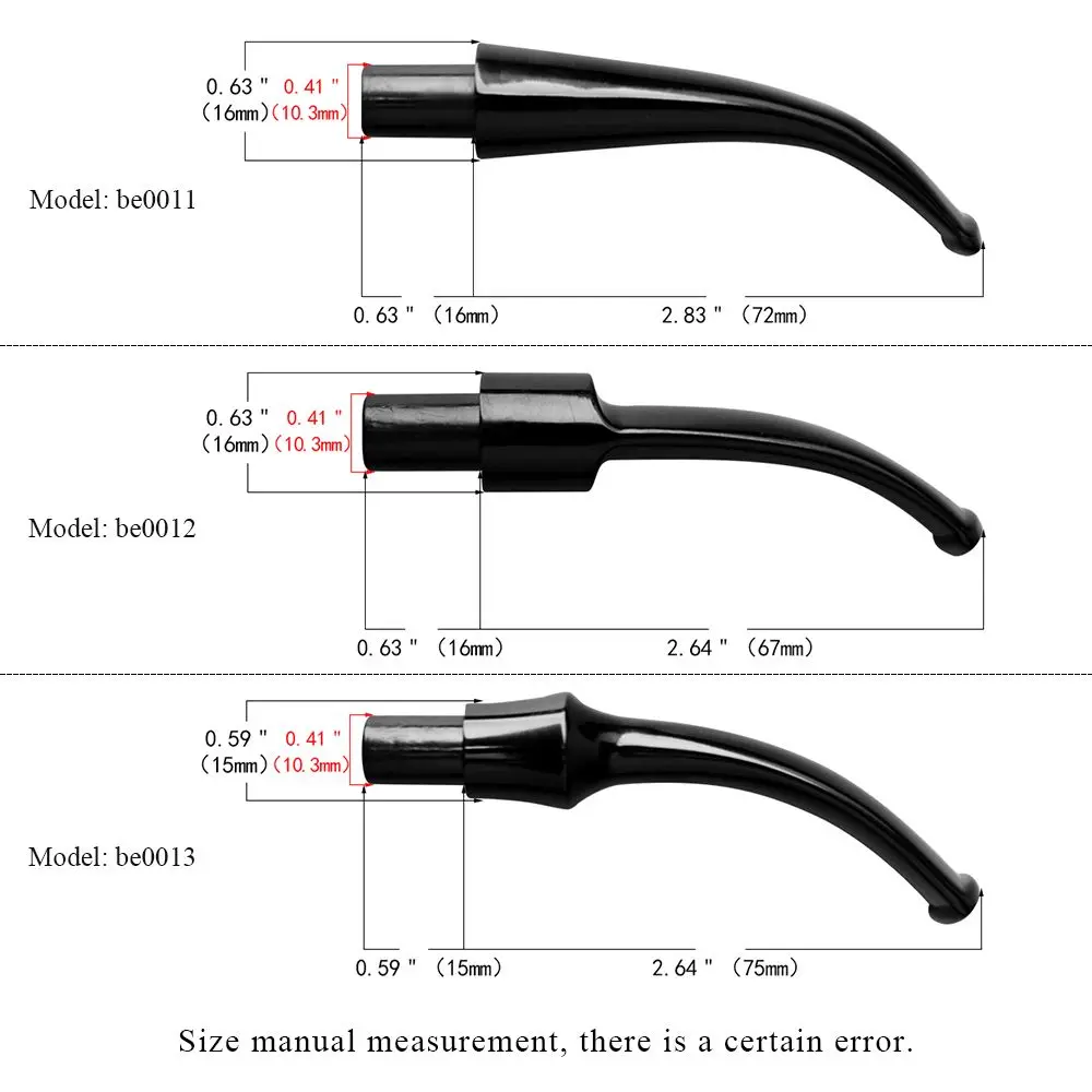 10pcs Smoking Pipe Mouthpieces Black Acrylic Mouthpiece Stem For 9mm Filter Smoke Pipe Holder Curved Straight Tobacco Mouthpiece 2