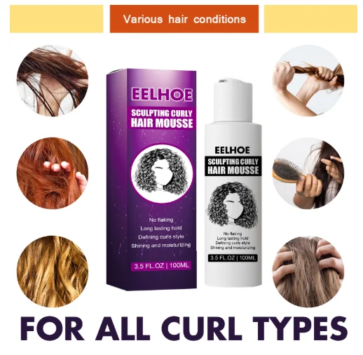 100ml Sculping Curly Hair Mousse Persistently Maintain Curls Enhance Glossiness Moisturize Fluffiness Shape Hairstyles Elastin