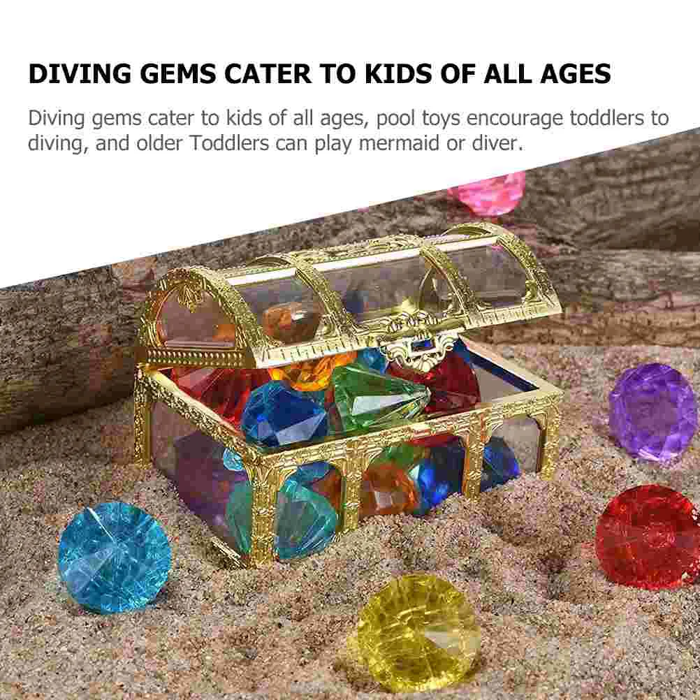 60pcs Diving Gems Toys Acrylic Fake Diamond Pool Gems Summer Underwater  Swimming Toys for Kids 